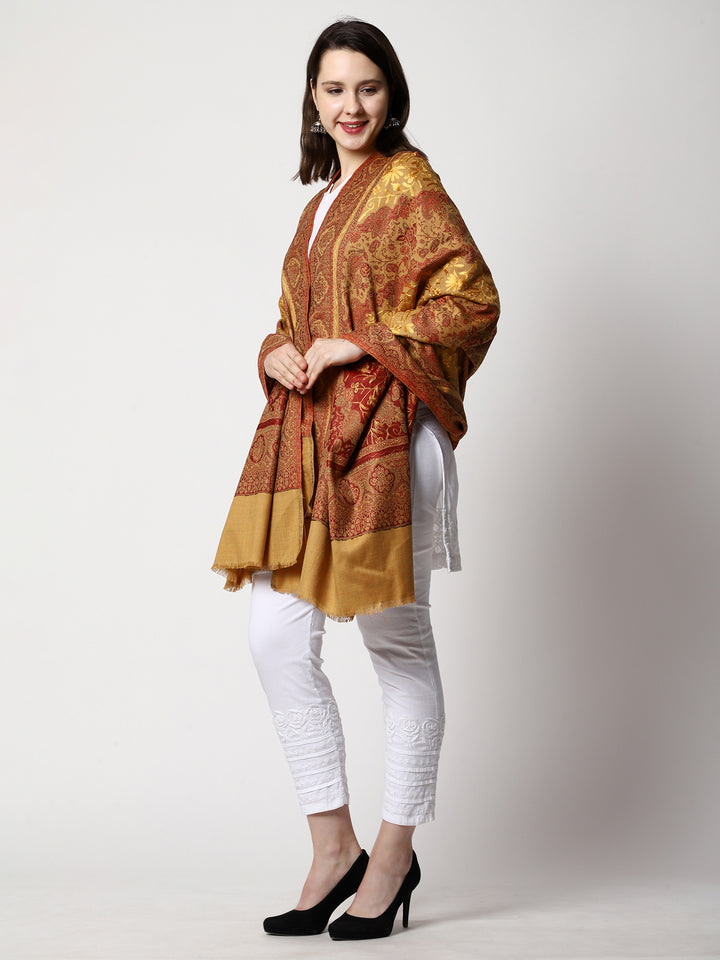 Women's Aari Embroidery Jammawar Wool Shawl