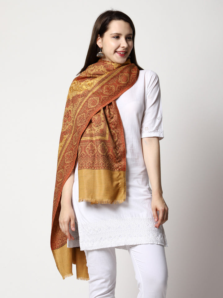 Women's Aari Embroidery Jammawar Wool Shawl
