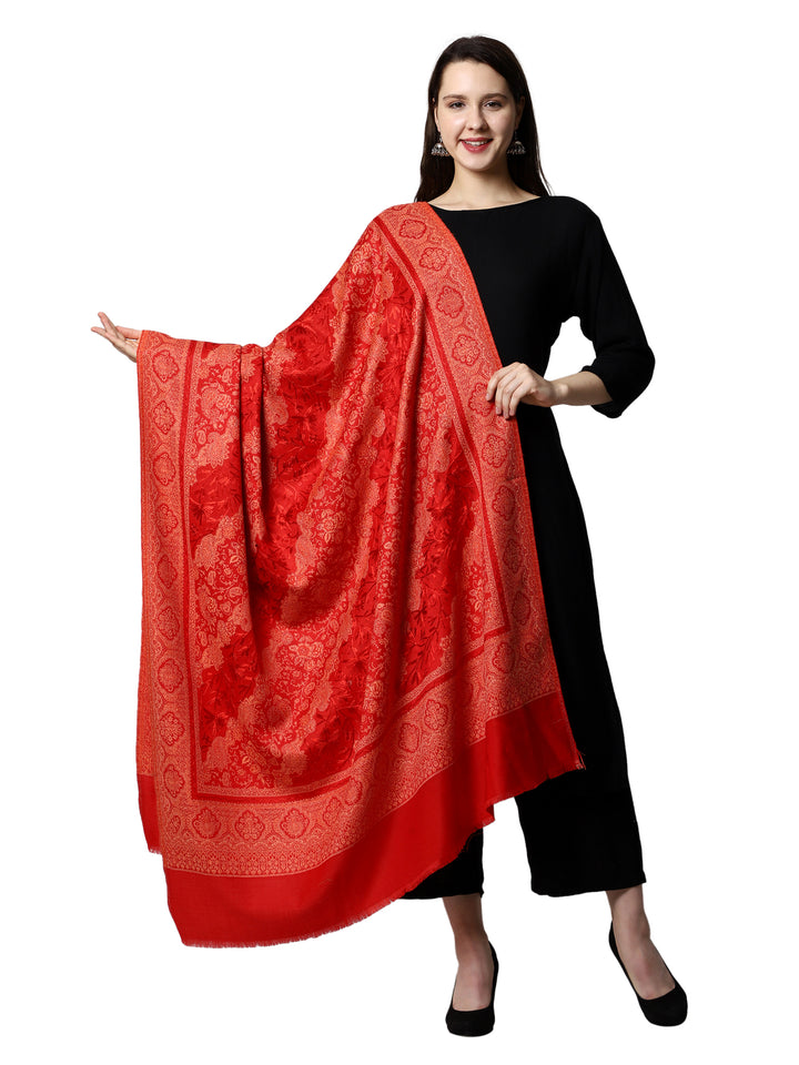Women's Aari Embroidery Jammawar Wool Shawl
