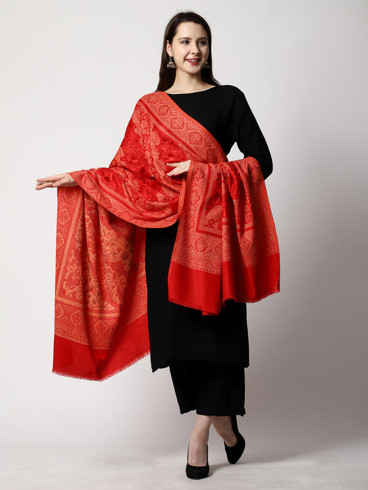 Women's Aari Embroidery Jammawar Wool Shawl