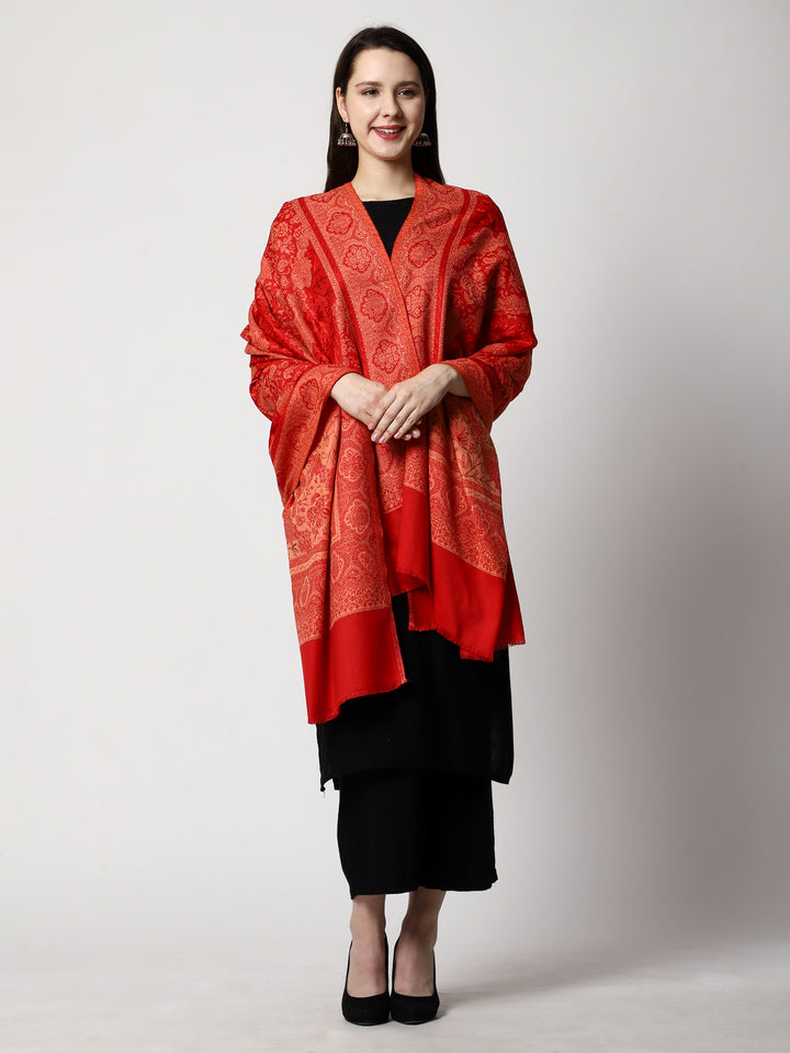 Women's Aari Embroidery Jammawar Wool Shawl