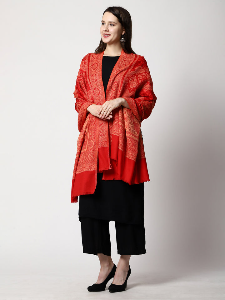 Women's Aari Embroidery Jammawar Wool Shawl
