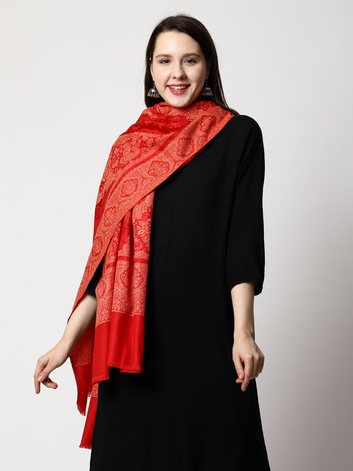 Women's Aari Embroidery Jammawar Wool Shawl