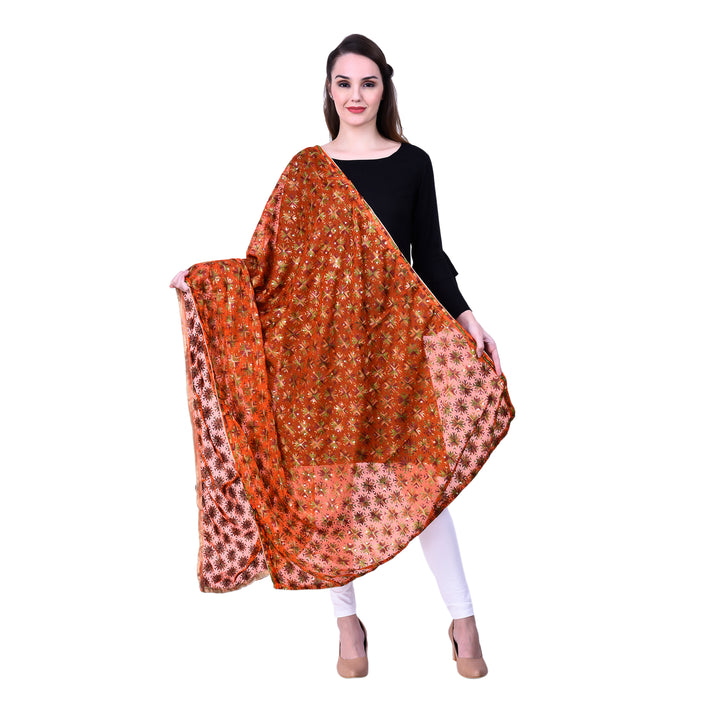 Women's Phulkari Chiffon Dupatta with Sequins