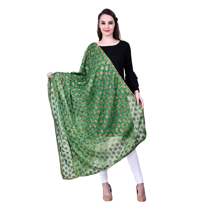 Women's Phulkari Chiffon Dupatta with Sequins