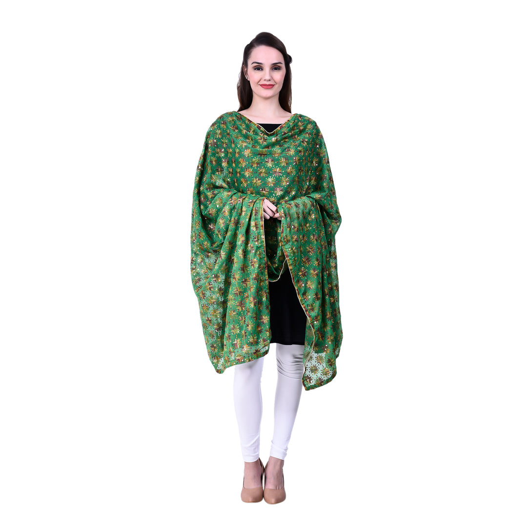 Women's Phulkari Chiffon Dupatta with Sequins