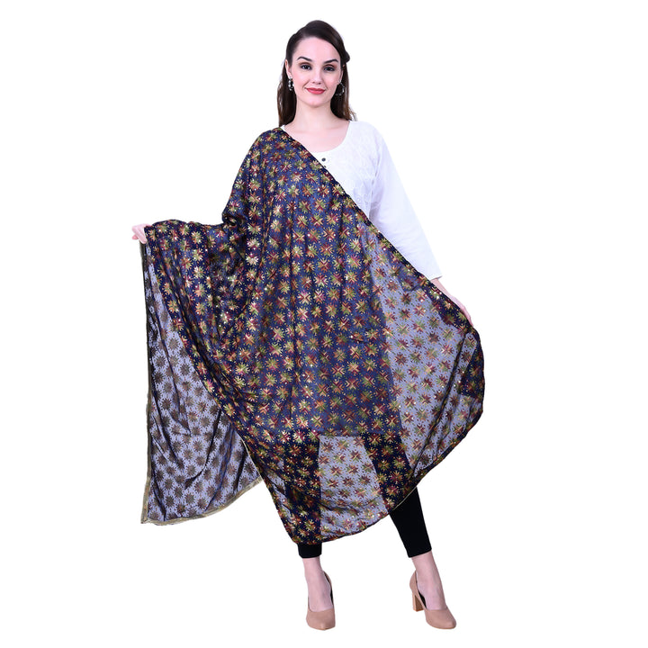 Women's Phulkari Chiffon Dupatta with Sequins