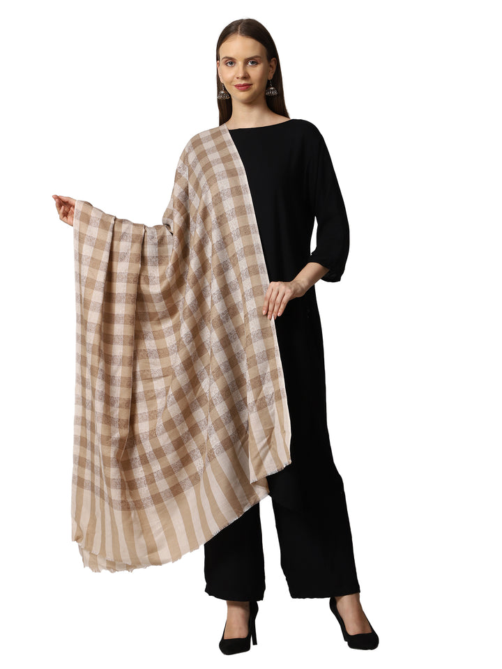 Women's Jamawar Check Wool Shawl
