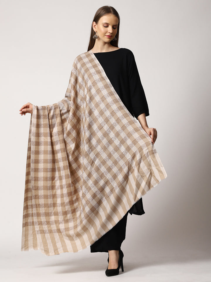 Women's Jamawar Check Wool Shawl