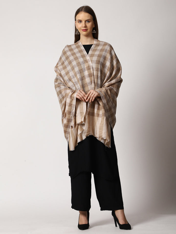 Women's Jamawar Check Wool Shawl