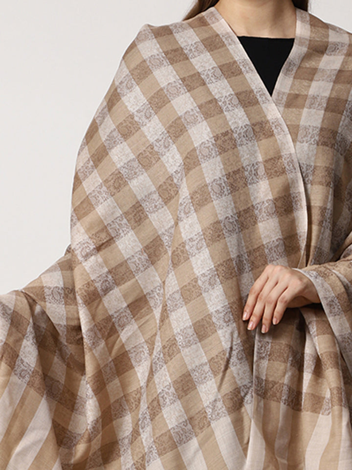 Women's Jamawar Check Wool Shawl