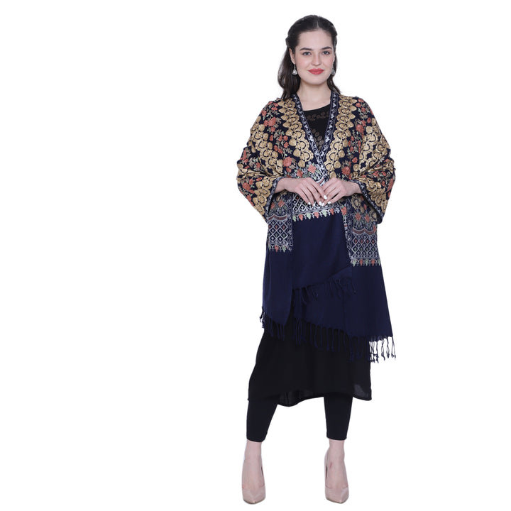 Women's Aari Embroidered Pure Wool Stole