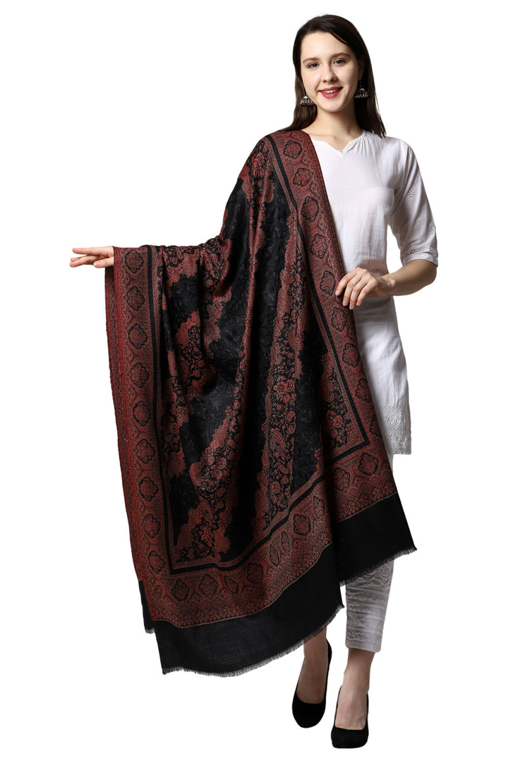 Women's Aari Embroidery Jammawar Wool Shawl